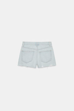 SHORTS DENIM TRF ROTOS TIRO MEDIO / Azul claro - Zara фото 5