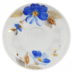 Чашка чайная фарфоровая Синий цветок 220мл, д9,5см, h5см, форма Тюльпан, с блюдцем д15см, тонкостенный фарфор (Россия) - Домашняя мода фото 3