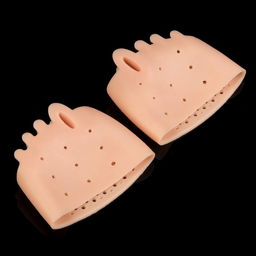 Цена за 2 шт. Корректоры - разделители для пальцев ног, на манжете, дышащие, 4 разделителя, силиконовые, 8×7 см, пара, бежевые