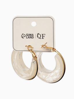 Серьги-кольца акрил «Тренд», цвет молочный в золоте