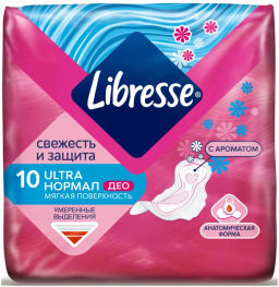 ЛИБРЕСС прокладки жен.гигиен. УЛЬТРА НОРМАЛ ДЕО (10шт) с мягк.поверх.