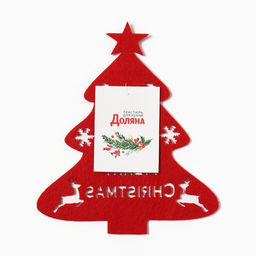 Цена за 2 шт. Декор столовых предметов Ёлка, красный, 20?17 см, 100%п/э, фетр