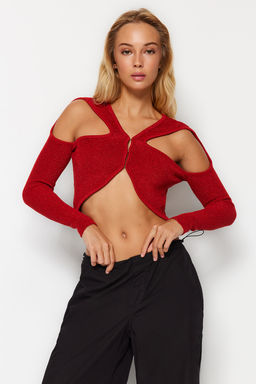 K?rm?z? Simli Cut Out/Pencere Detayl? Triko Kazak TWOAW24KZ01084