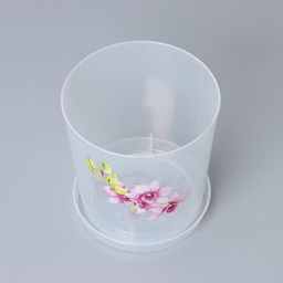 Горшок для орхидей с поддоном, 1.8 л, пластиковый, прозрачный, МИКС