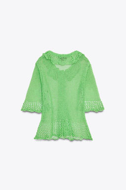 OPEN KNIT CARDIGAN WITH SHORT SLEEVES - Zara фото 7