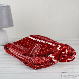 Плед флисовый 150х200 см Красный с белыми снежинками / GP611-4 /уп 100/ 696142 - ГалеонТрейд фото 2