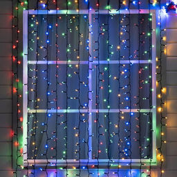 Гирлянда «Занавес» 2×3 м, IP65, УМС, тёмная нить каучук, 600 LED, свечение мульти, 220 В