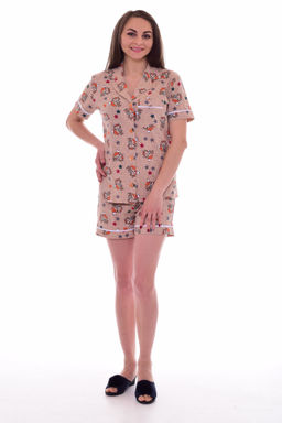 Пижама женская 1-178д (енот+белый)