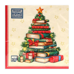 Цена за 2 шт. Салфетки новогодние бумажные Home Collection «Рождественская ель с подарками», 3 слоя, 33х33 см, 20 шт