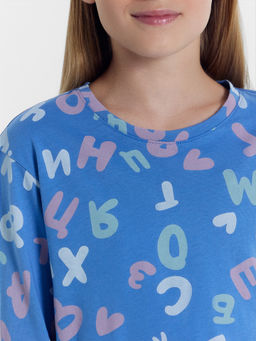 Комплект для девочек (джемпер, брюки) синий с алфавитом - Mark formelle фото 4