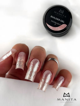 Manita Professional Гель моделирующий для ногтей с хлопьями юки / Builder Gel Moonlight №02, 15 мл  фото 2