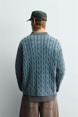 WASHED CABLE-KNIT SWEATER - Zara фото 3