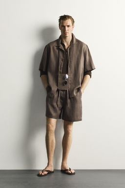 BERMUDA RELAXED FIT 100% LINO / Marr?n / Topo - Zara фото 15