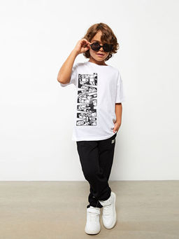 Bisiklet Yaka Marvel Bask?l? K?sa Kollu Pamuklu Erkek ?ocuk Ti??rt - Waikiki фото 2