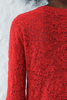 ALPACA AND FELT TEXTURE BLEND POINTELLE KNIT SWEATER - Zara фото 3