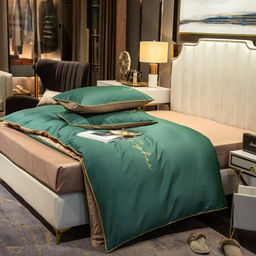 КПБ Mency однотонный с вышивкой MENO018 Семейный