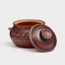 Горшок для запекания с крышкой «Лоли», декор, красная глина, 600 мл, микс