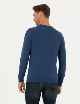 _ndigo Melanj Slim Fit Bisiklet Yaka Basic Triko Kazak