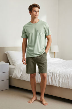 TRENDYOL MAN Siyah - Gri Regular Fit Orme Sortlu Pijama Tak?m? TMNSS25PT00033 - Trendyolmilla фото 13