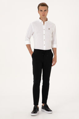 Erkek Body Fit Siyah Kanvas Pantolon