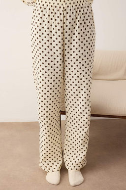 Ekru Puantiyeli Muslin Dokuma Pijama Tak?m? THMAW26PT00178 - Trendyolmilla фото 3