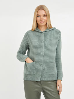 кардиган женский на пуговицах с капюшоном