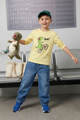 Lacivert Erkek Cocuk Hayvan Desenli Bisiklet Yaka Pamuklu Orme T-Shirt TKDAW25TS00009 - Trendyolmilla фото 20