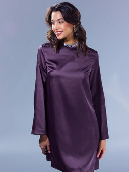 Платье женское мини в сливово-фиолетовом оттенке - Mark formelle фото 3