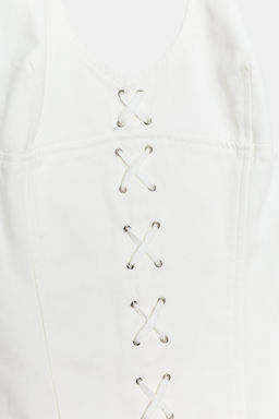 VESTIDO MINI HALTER CORDONES / Blanco roto - Zara фото 7