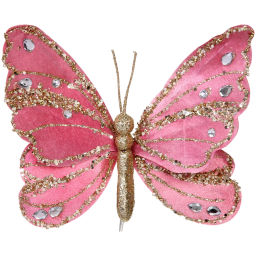Украшение новогоднее "Нежная бабочка" 19*19 см, Розовый