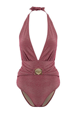 Bordo Simli Aksesuarl? Derin V Yaka Kapl? Regular Mayo TBESS26MA00021