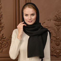 Палантин 180 х 70 см Гофра, цвет черный - Мастерская ПОКРОВ фото 2