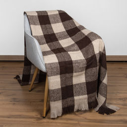 Плед п/шерсть 50% ОП-400 140*200 клетка цв. шоколад