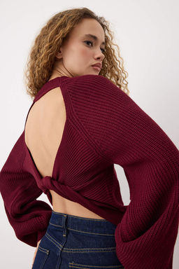 Siyah S?rt Cut Out/Pencere Detayl? Triko Kazak TWOAW26KZ00021 - Trendyolmilla фото 6