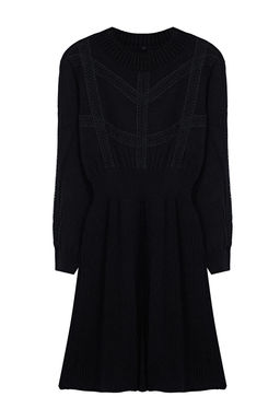 Siyah Orgu Detayl? Fitilli Triko Elbise TBBAW24AH00018 - Trendyolmilla фото 6