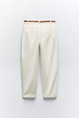 CHINO TROUSERS WITH BRAIDED BELT - Zara фото 13