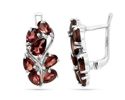 Серьги из серебра родолит, Брюнетка