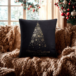 Наволочка декоративная новогодняя «Этель. Merry Christmas», 40×40 см, велюр, чёрная