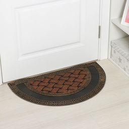 Коврик придверный Доляна «Меандр», полукруглый, 44×74 см, золотой, коричневый