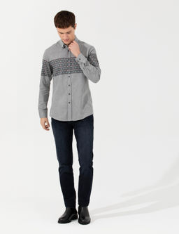 A__k Gri Slim Fit Uzun Kollu G_mlek
