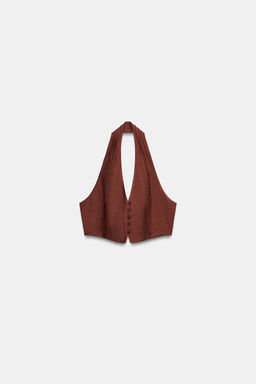 TOP CORTO HALTER / teja oscuro - Zara фото 5