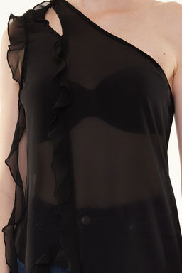 Siyah F?rf?rl? Dokuma Bluz TPRSS24BZ00022 - Trendyolmilla фото 6