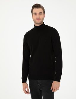 Siyah Slim Fit Bal_k__ Yaka Basic Triko Kazak - Pierre cardin фото 3
