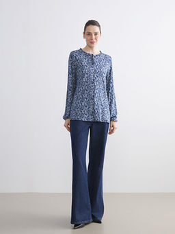 Ba?lamal? Yaka Desenli Bluz