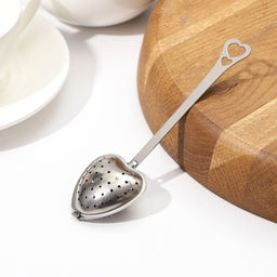 Цена за 2 шт. Ситечко для чая Доляна «Сердце», 14.5×4 см, нержавеющая сталь, серебристое