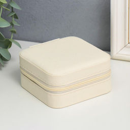 Шкатулка кожзам для украшений Штрихи. Белая 5х10х10 см