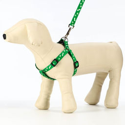 Комплект капроновый Косточки и лапки, поводок 120 х 1,5 см, ОГ 30-44 см, зелёный - Пижон фото 3