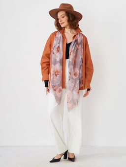 Большой, мягкий, тонкий и очень нежный двусторонний палантин с рисунком в стиле арт-деко - Tantino фото 2