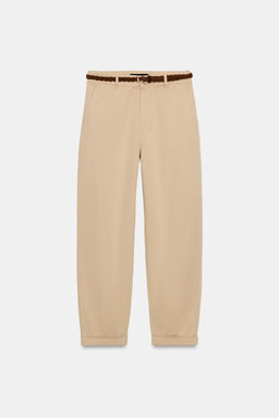 PANTAL?N CHINO CINTUR?N TRENZADO / Camel claro - Zara фото 5