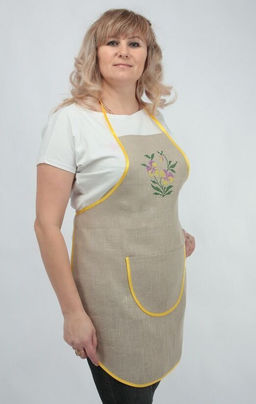 Фартук с вышивкой модель ЛП 34 Виола лен 100% - Лен поволжья фото 2